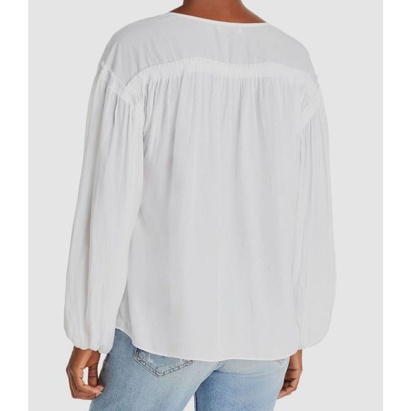 Ramy Brook A0822215 Women's Sz L Ivory Brielle Long Balloon Sleeve Blouse - Picture 2 of 9